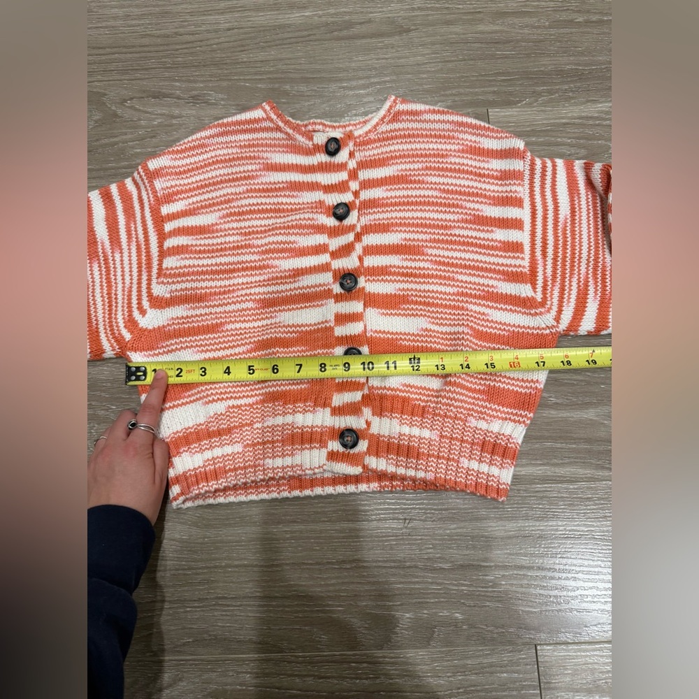 Ciao Lucia Coral and White Striped Cropped Cardigan - Picture 10 of 12